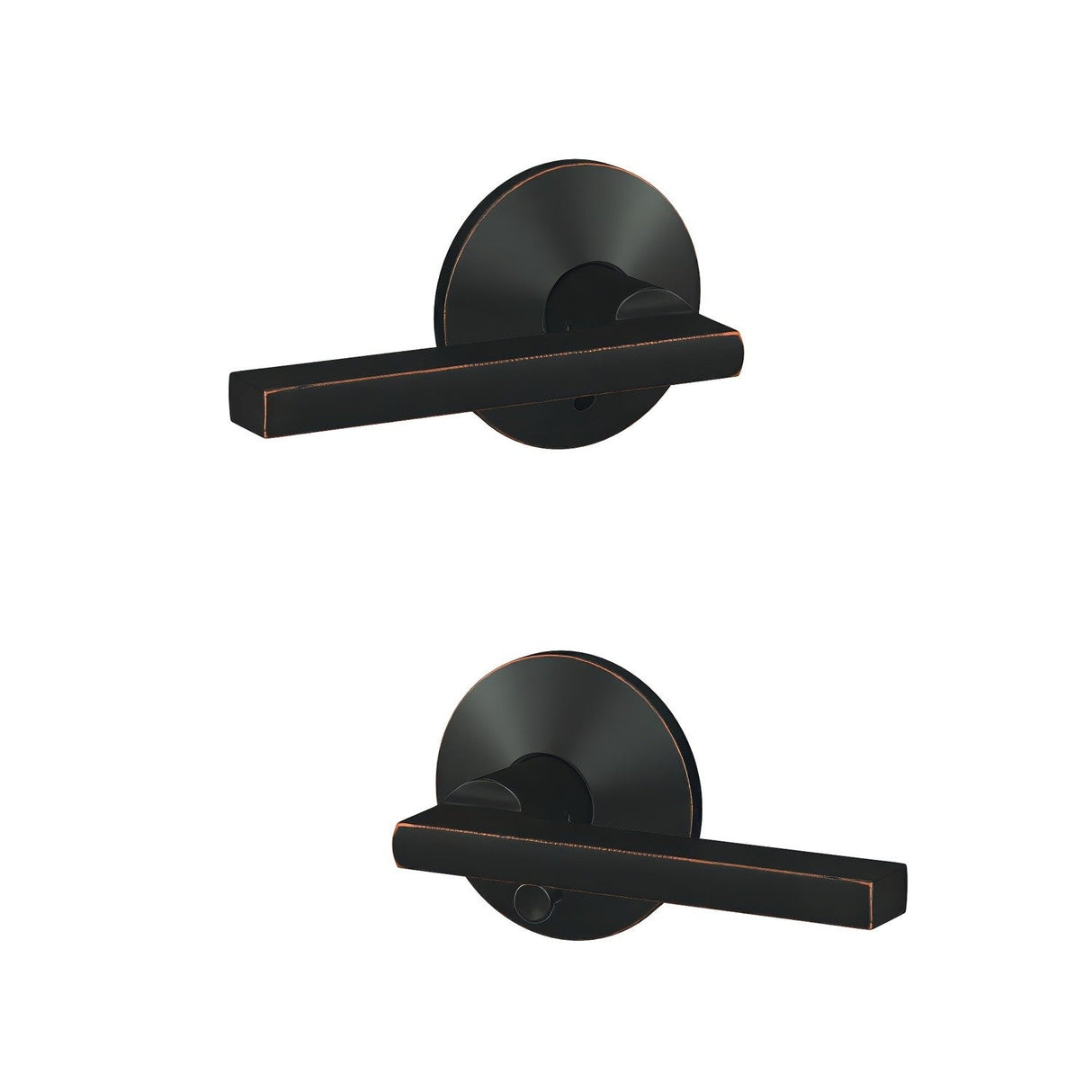 Schlage FC21LAT716KIN aged bronze passage & privacy door lever