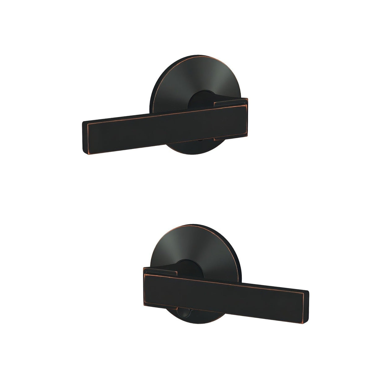 Schlage FC21NBK716KIN aged bronze passage & privacy door lever