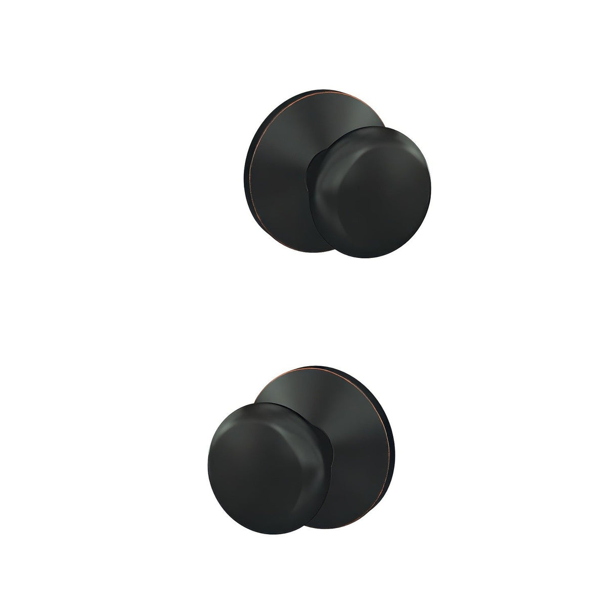 Schlage FC21PLY716KIN aged bronze passage & privacy door knob