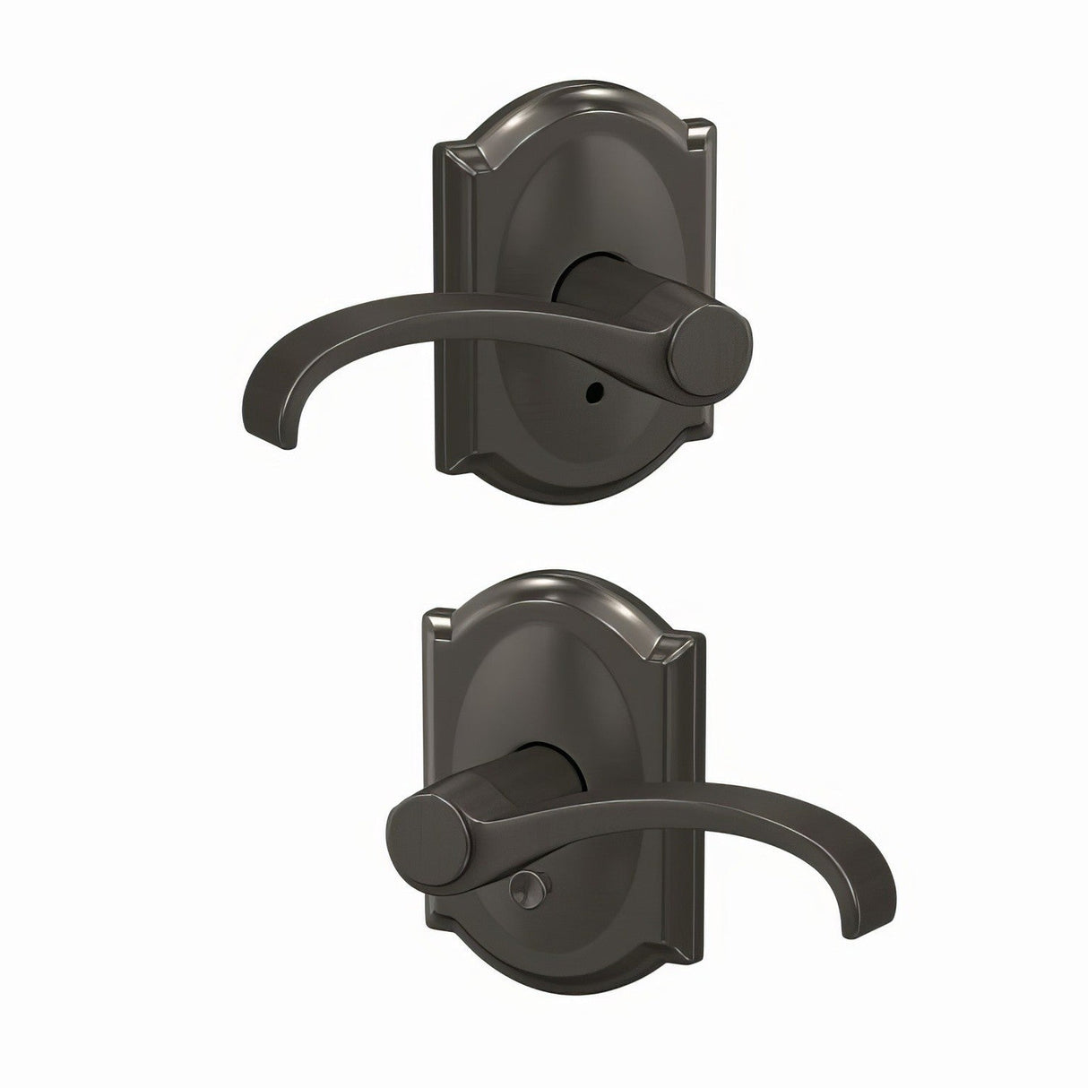 Schlage FC21WIT530CAM black stainless passage & privacy door lever
