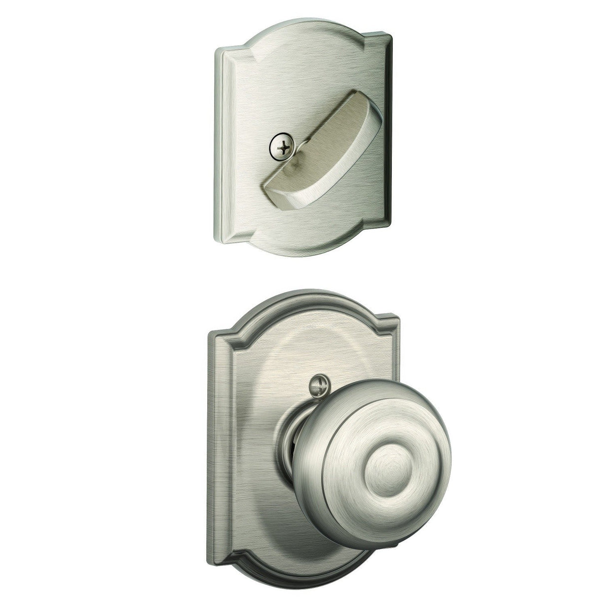 Schlage FC59GEO619CAM satin nickel interior active trim