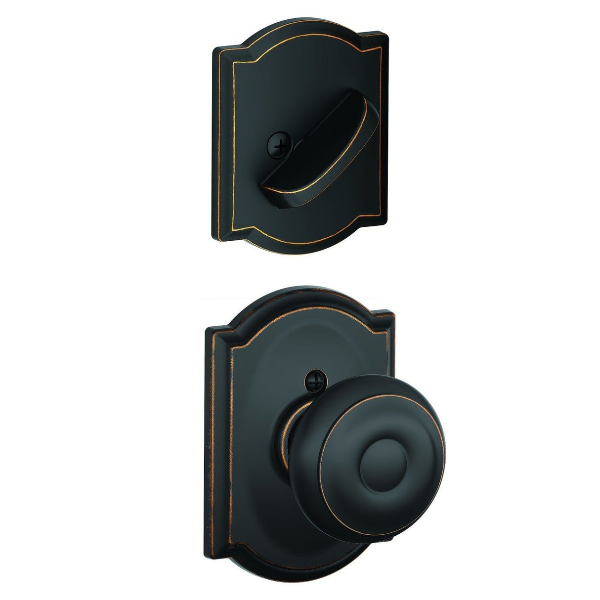 Schlage FC59GEO716CAM aged bronze interior active trim