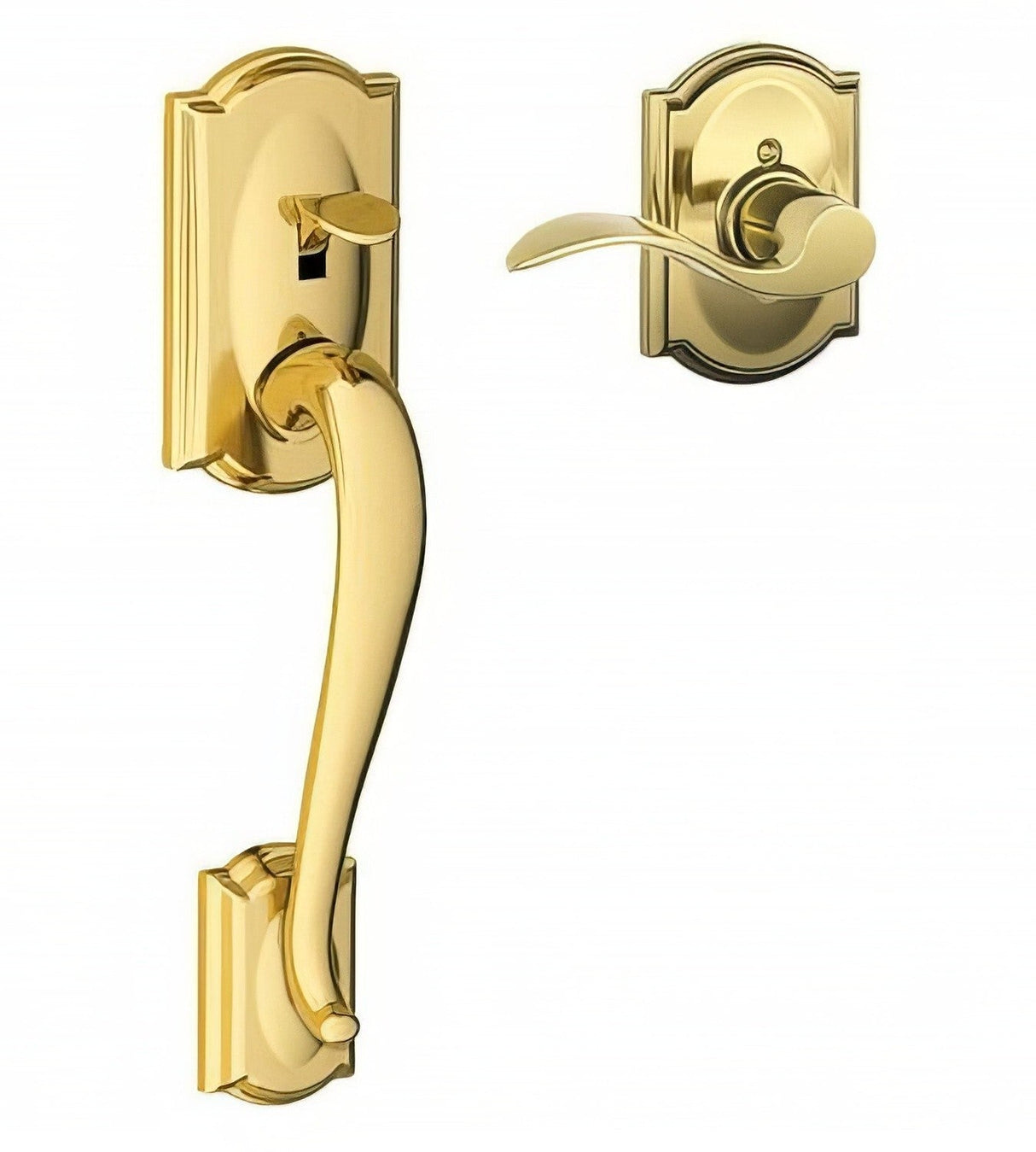 Schlage FE285CAM605ACCCAMRH polished brass electronic keypad lower half handleset