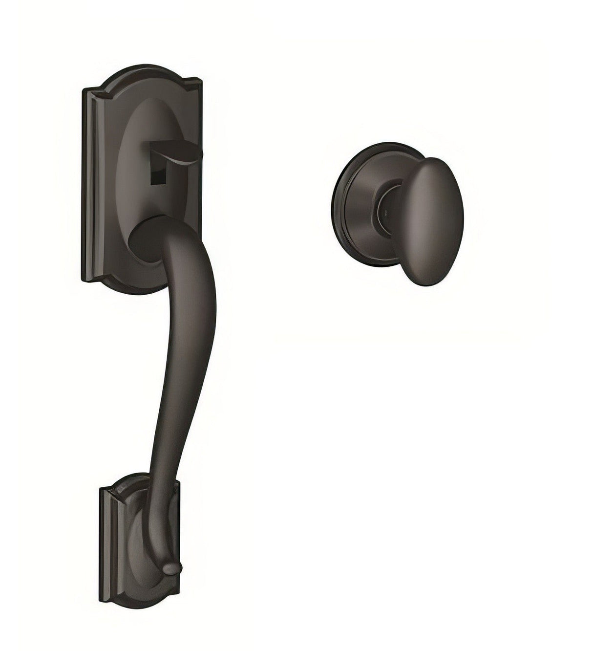 Schlage FE285CAM622SIE matte black bottom half handleset