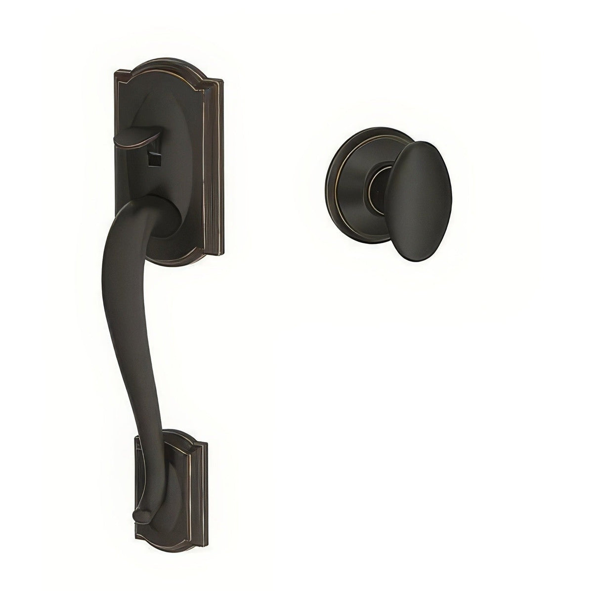 Schlage FE285CAM716SIE aged bronze bottom half handleset