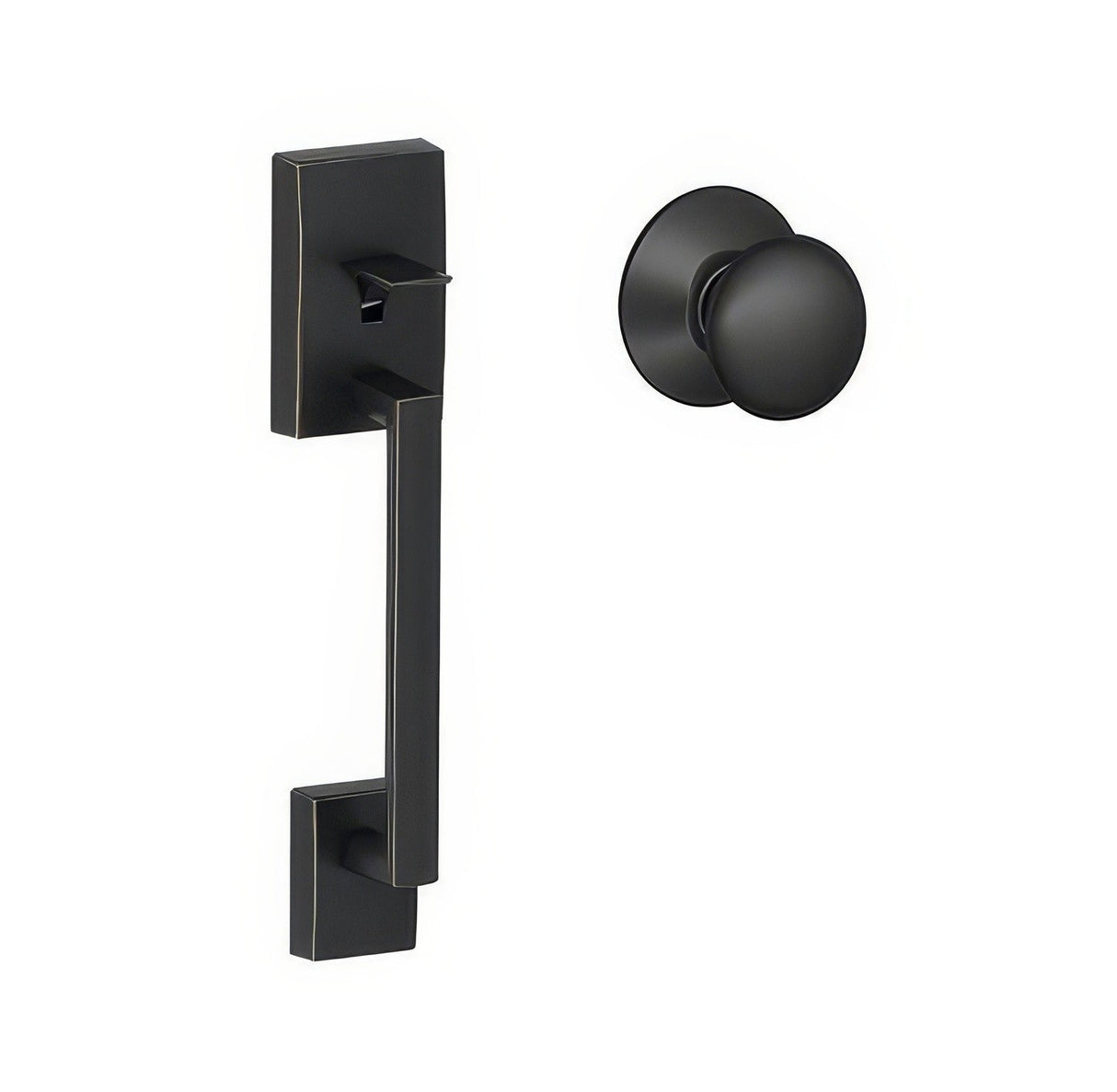 Schlage FE285CEN622PLY matte black bottom half handleset