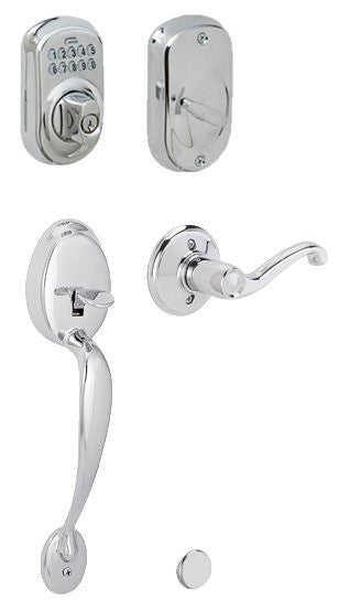 Schlage FE365PLY505FLALH lifetime polished brass electronic keypad handleset