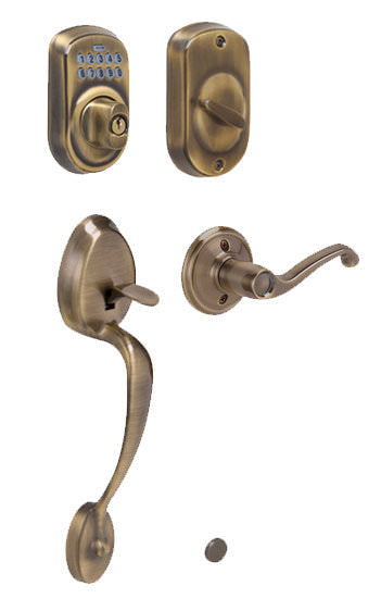 Schlage FE365PLY716FLALH aged bronze electronic keypad handleset