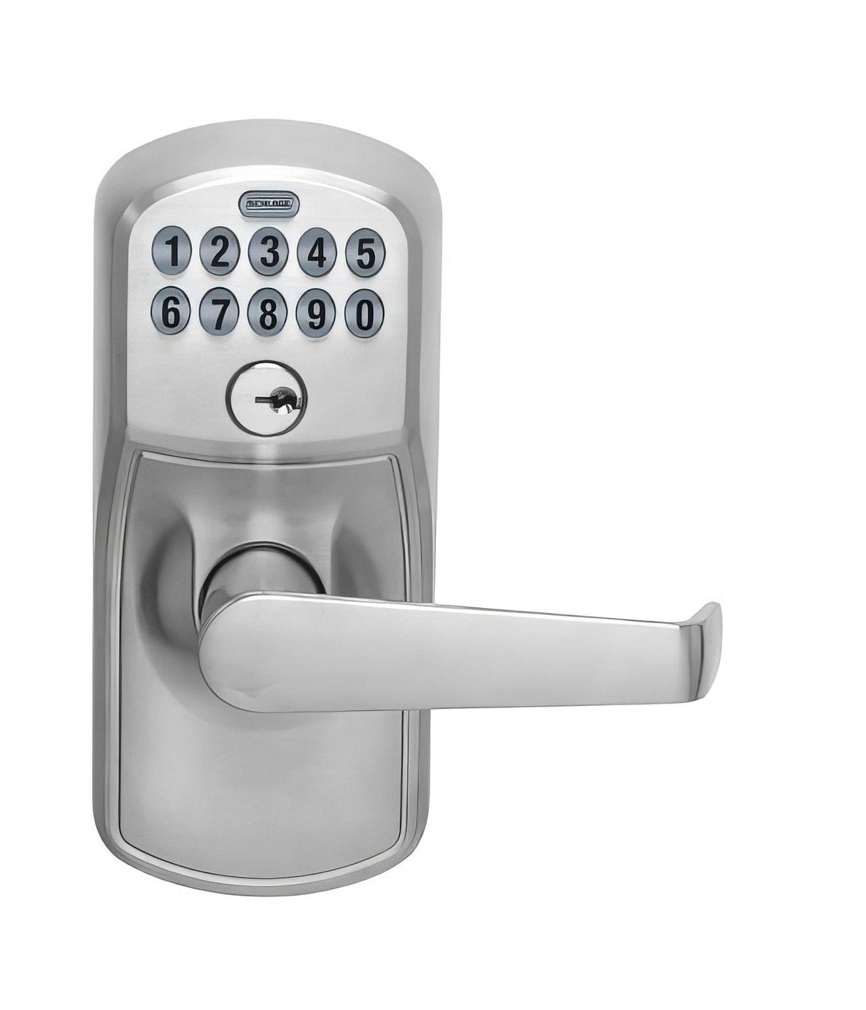 Schlage FE595PLY626ELA satin chrome keypad entry door lever