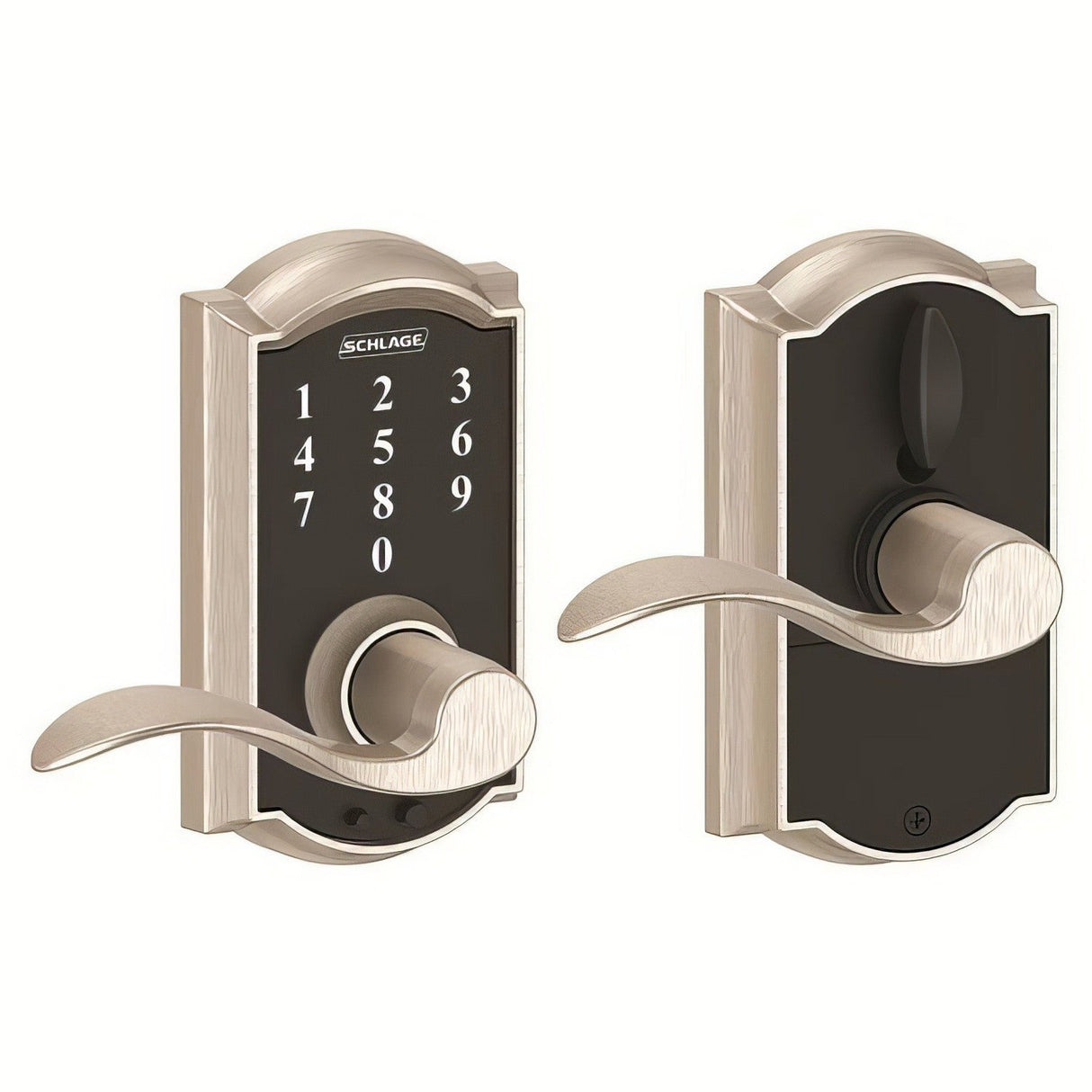Schlage FE695CAM619ACC satin nickel keyless deadbolt