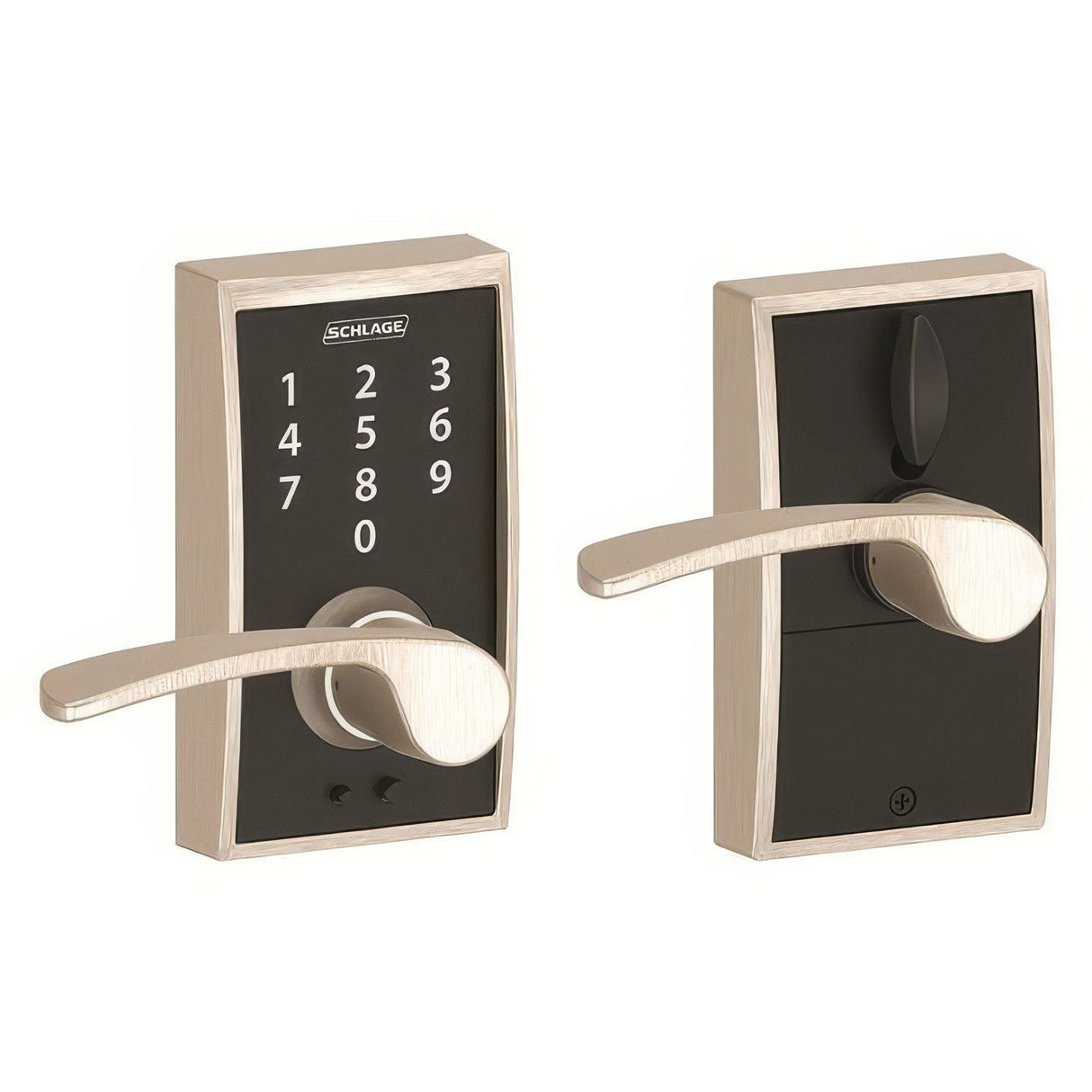 Schlage FE695CEN619MER satin nickel touchscreen keyed entry locks
