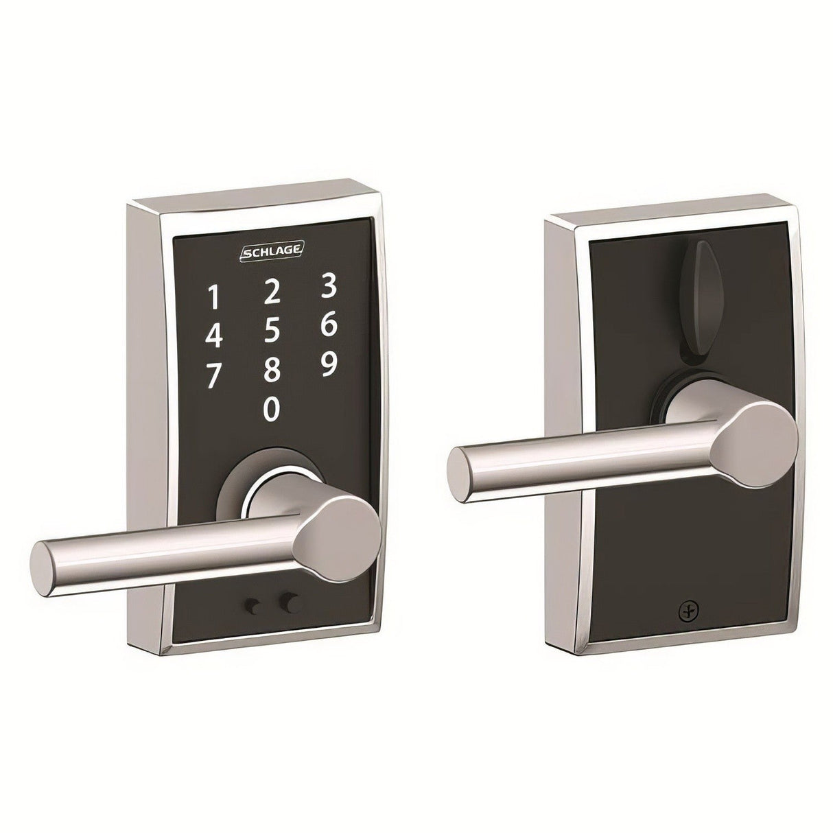Schlage FE695CEN625BRW bright chrome touchscreen keyed entry locks