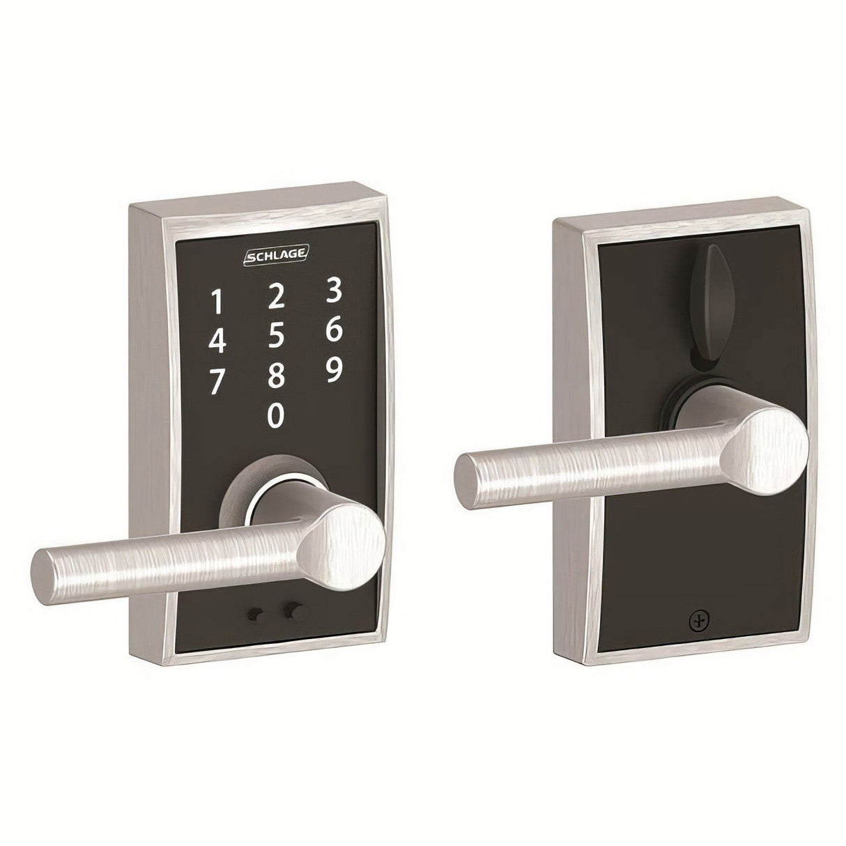 Schlage FE695CEN626BRW satin chrome touchscreen keyed entry locks