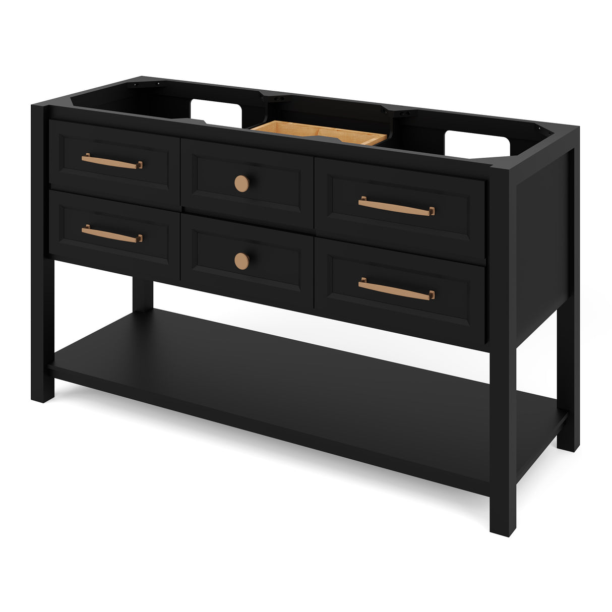 Jeffrey Alexander Kipling 60" Black Double Sink Bathroom Vanity with Black Granite Top - 8 in. Widespread Faucet Top product image 2