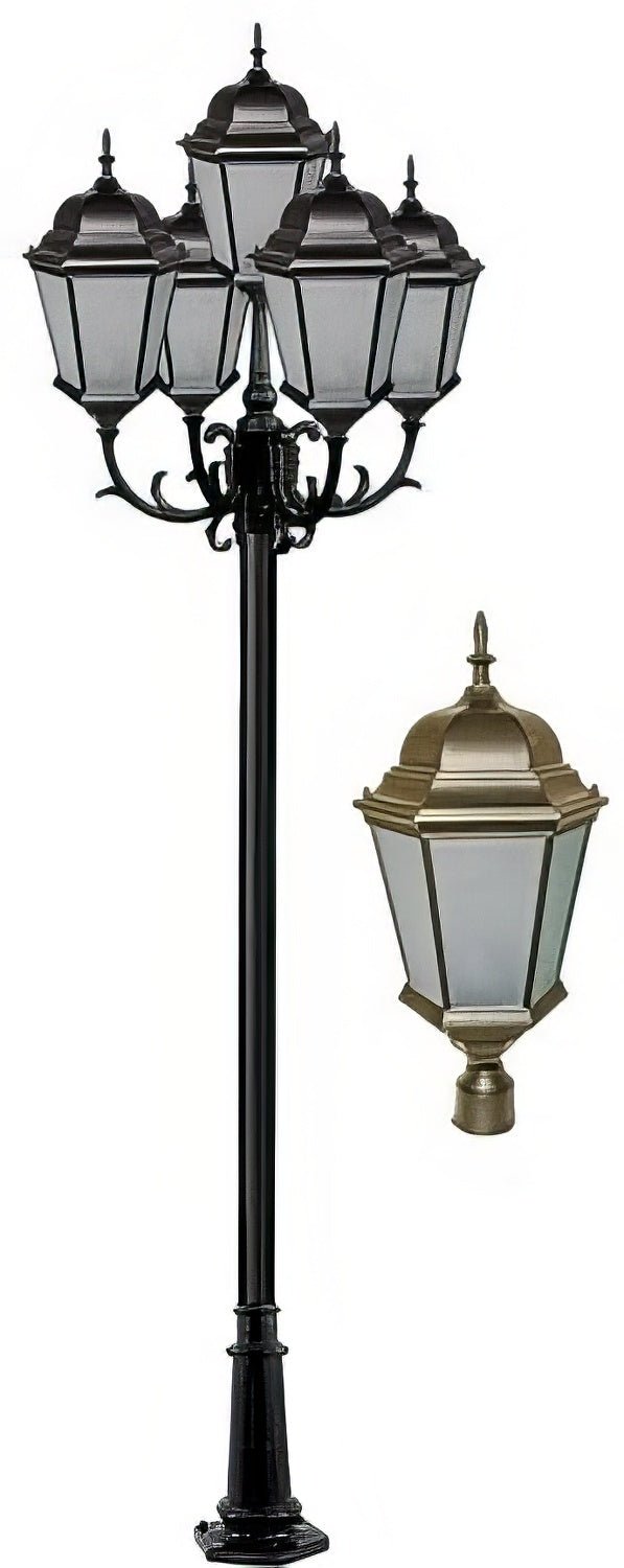 Dabmar Lighting GM2355-L150-30K-BZ-FR post light & pole in polished brass, additional view