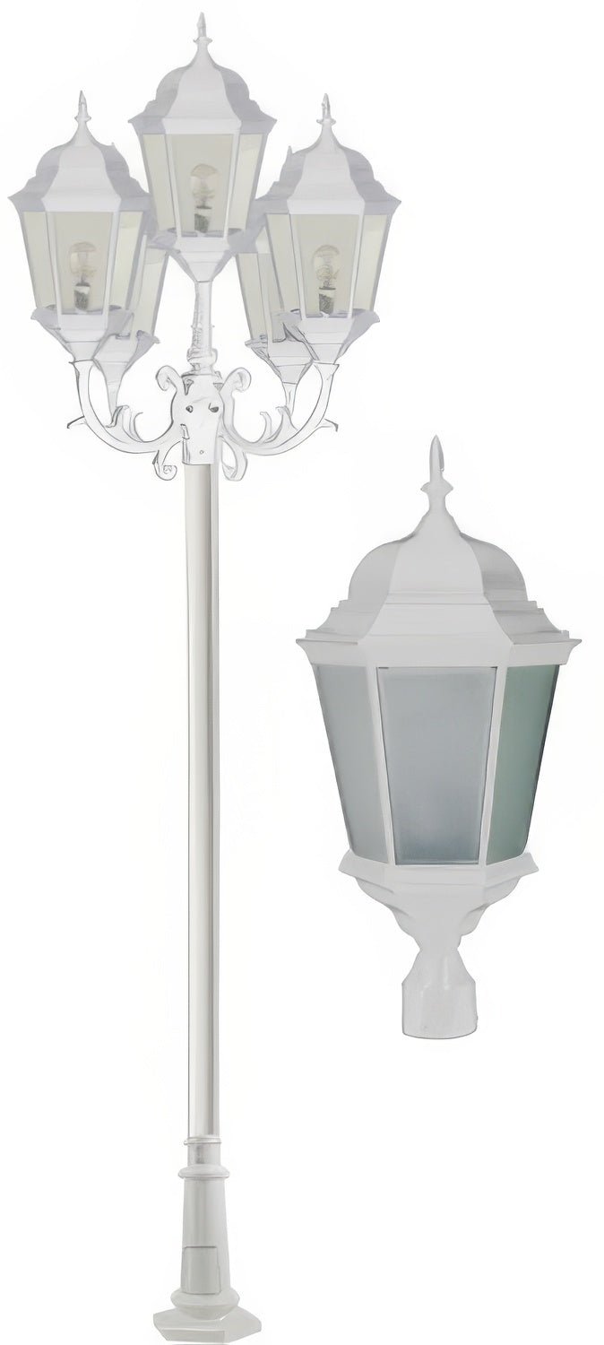 Dabmar Lighting GM2355-L150-30K-W-FR post light & pole, front view