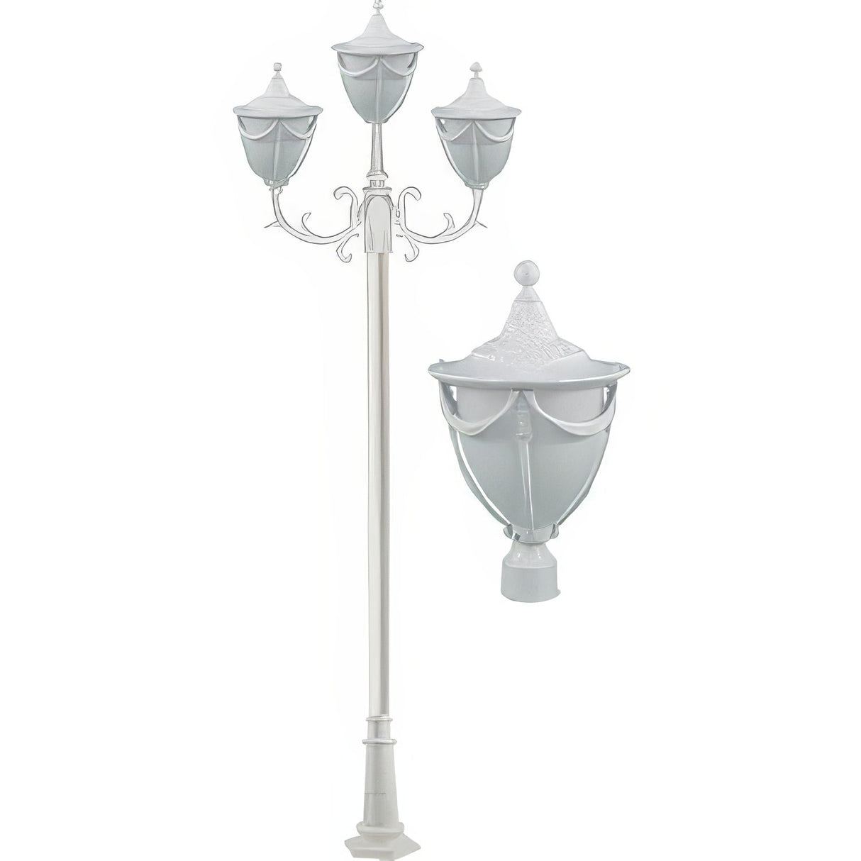 Dabmar Lighting GM4803-LED16-W white post light fixture