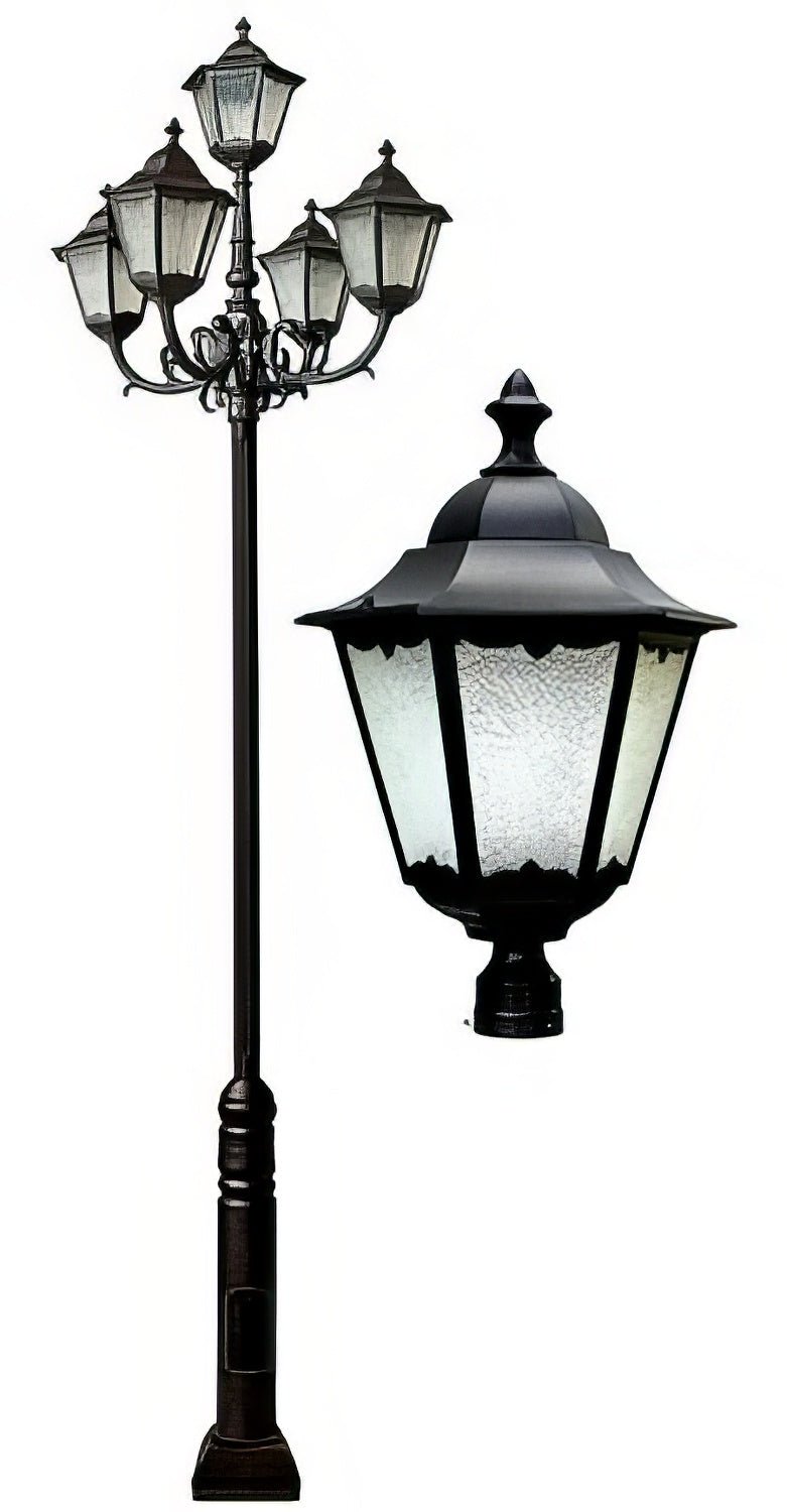 Dabmar Lighting GM8125-L150-65K-B black post light & pole