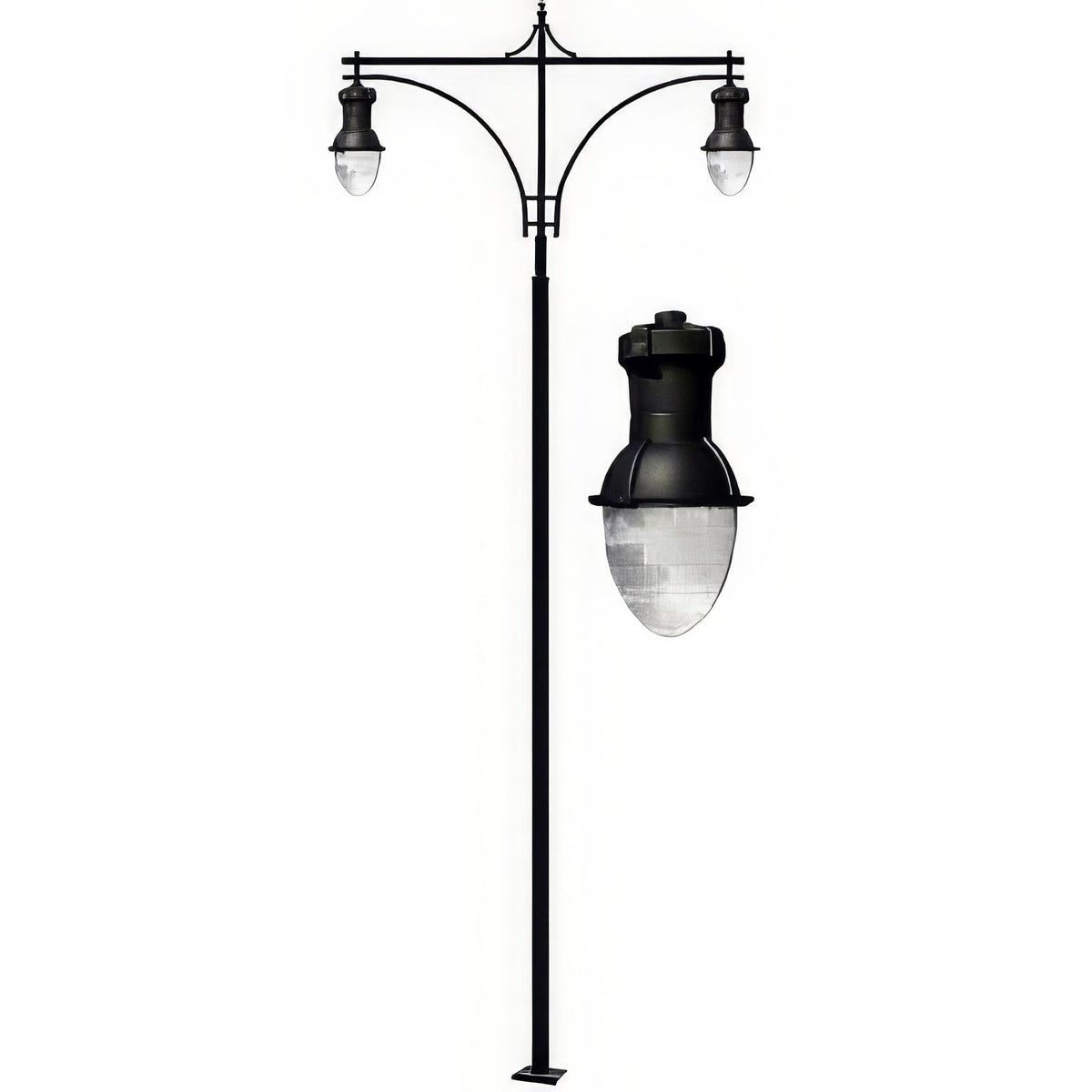 Dabmar Lighting GM9296-B-MT-MT Drop Light Post Light Fixture 2 X 400 Watt High Pressure Sodium/Mogul Base Multi-Tap Black