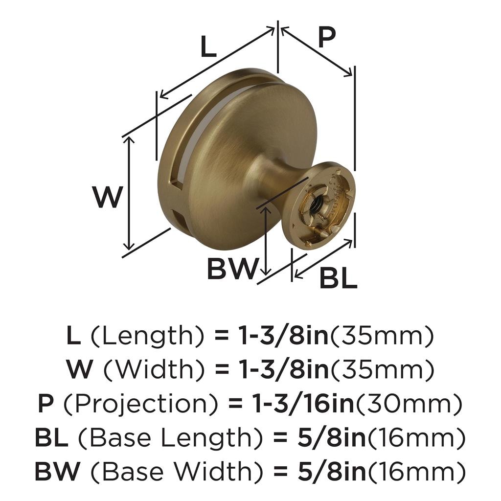 Amerock BP36608BBZFA Knob technical drawing and dimensions