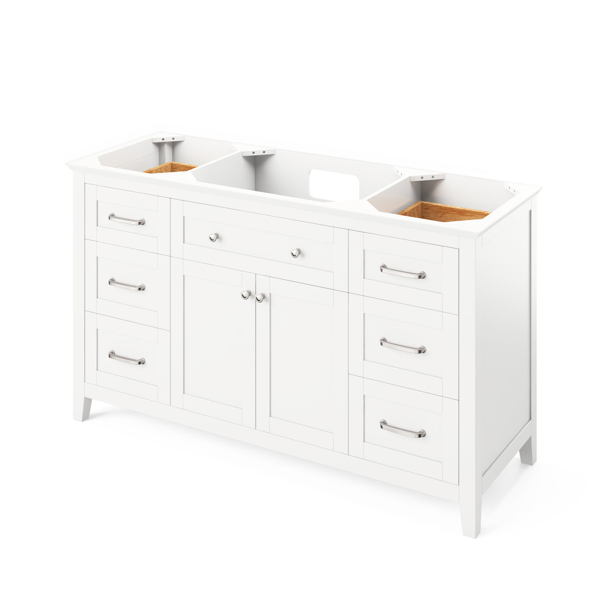 Jeffrey Alexander Chatham 60" White Double Sink Bathroom Vanity with Calacatta Vienna Quartz Top - 8 in. Widespread Faucet Top - VKITCHA60SWHCQR product image 3