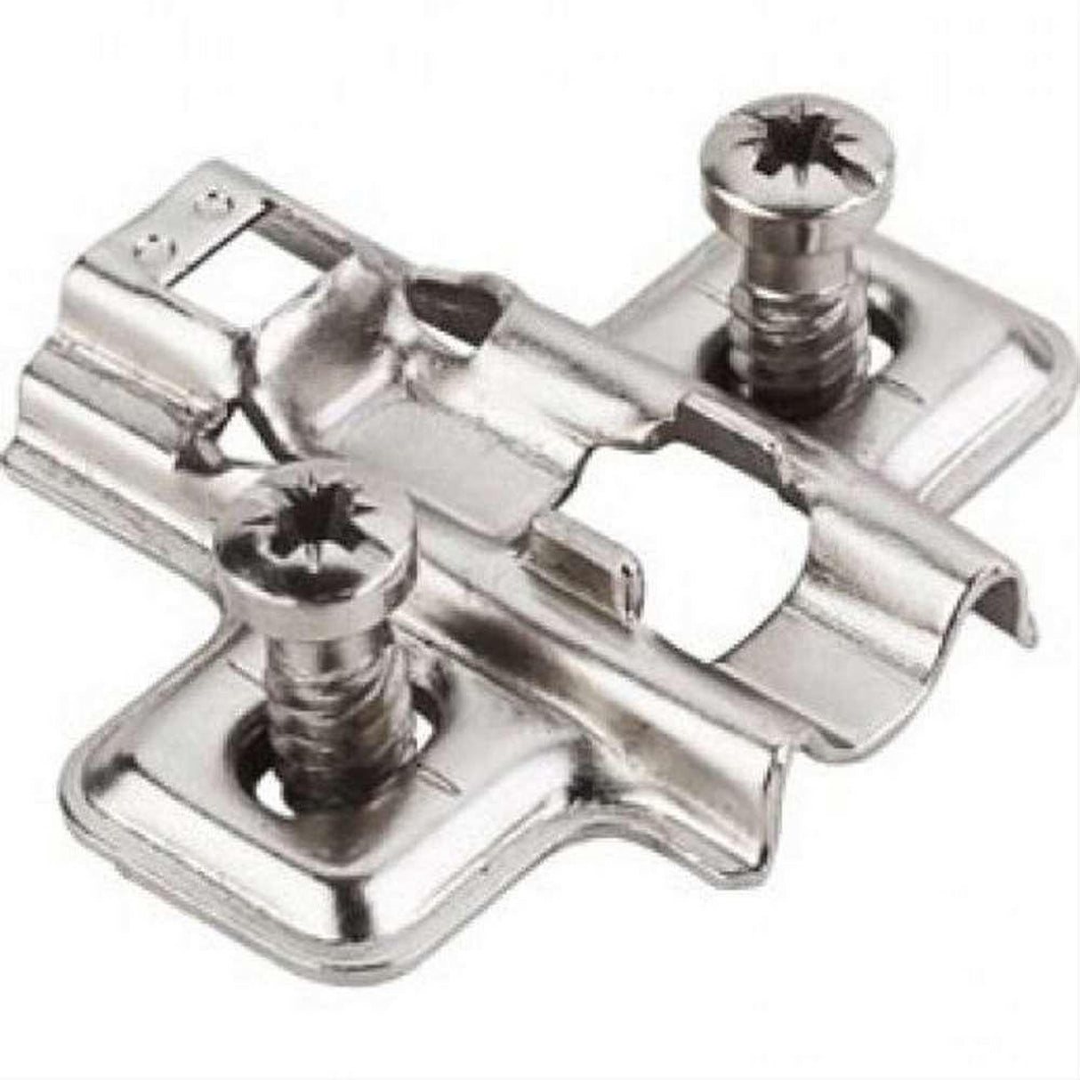 Hardware Resources 600.0118.05 0 mm Non-Cam Steel Mounting Plate with Euro Screws Polished Nickel