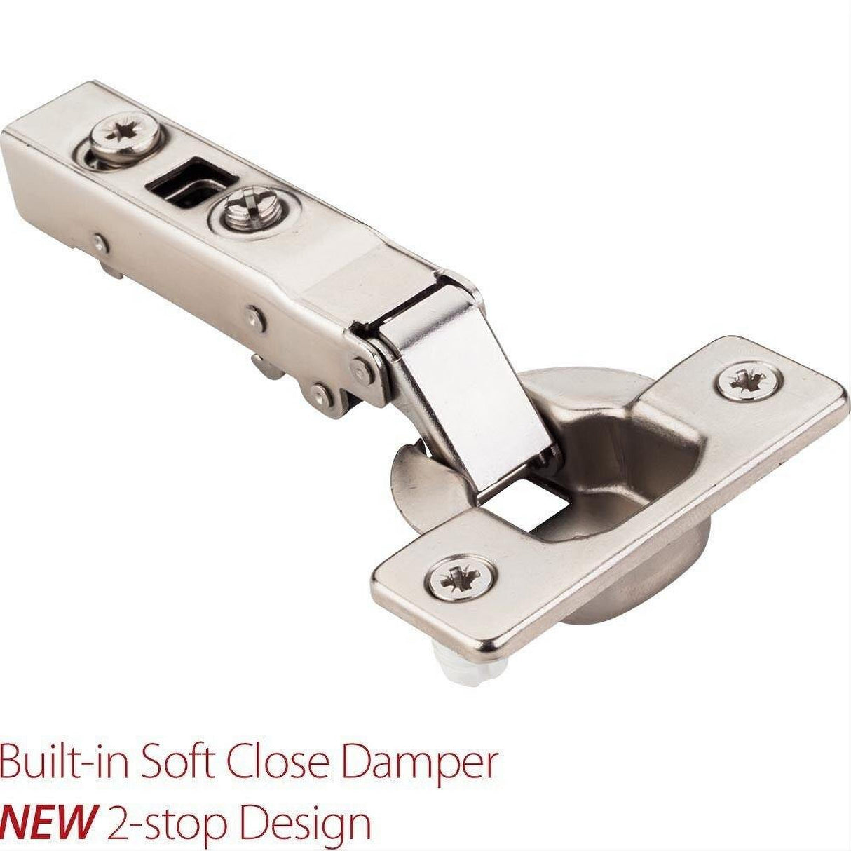 Hardware Resources 700.0161.25 90 Degree 0 mm Crank Cam Adjustable Heavy Duty Soft-close Hinge with Press-in 8 mm Dowels Polished Nickel