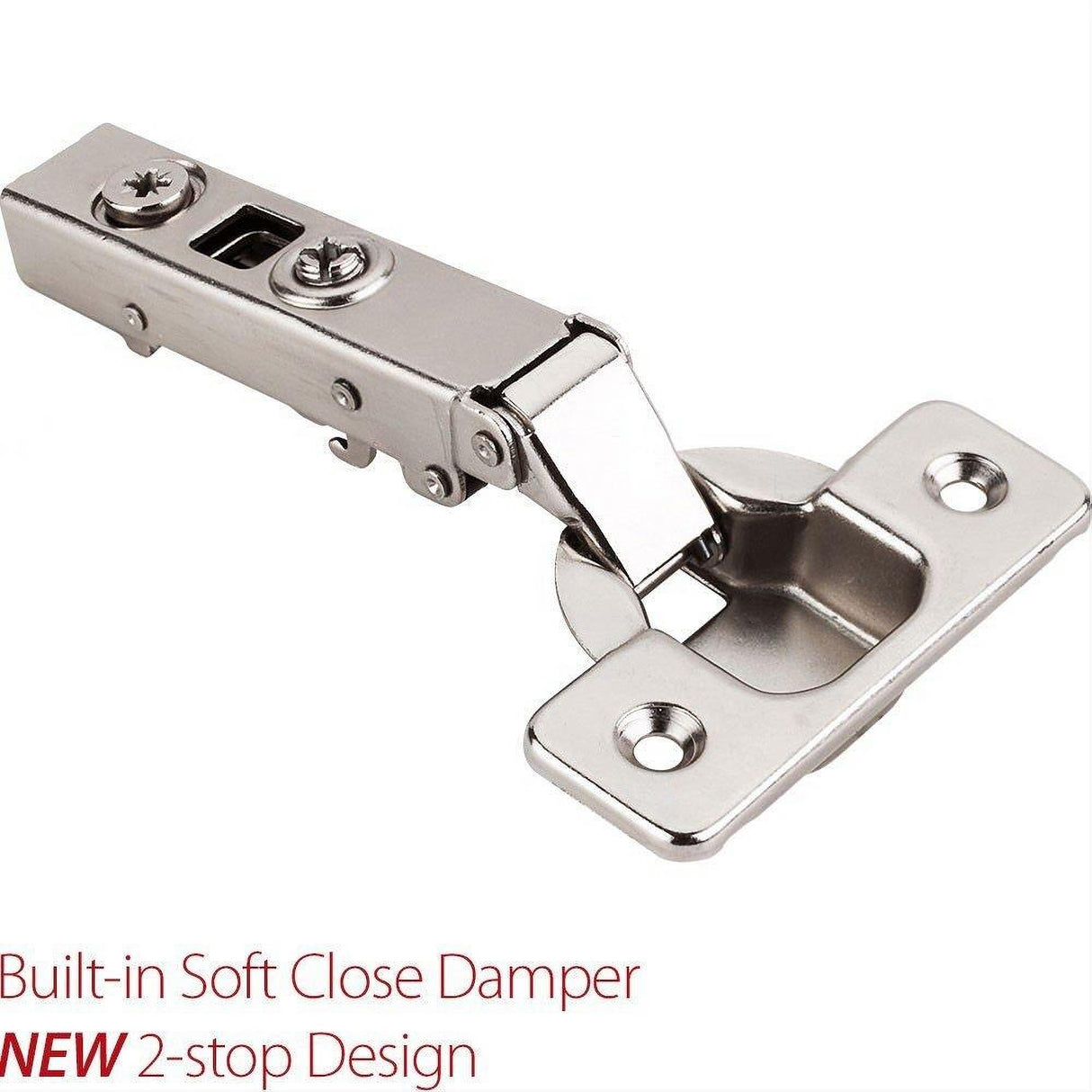 Hardware Resources 700.0535.25 110 Degree 0 mm Crank Cam Adjustable Heavy Duty Soft-close Hinge without Dowels Polished Nickel