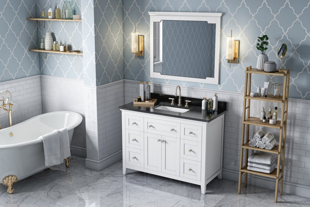 Jeffrey Alexander Chatham 48" White Single Sink Bathroom Vanity with Black Granite Top - 8 in. Widespread Faucet Top product image 7