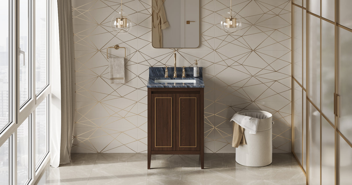 Jeffrey Alexander Percival 24" Dark Walnut Single Sink Bathroom Vanity with Grey Marble Top - 8 in. Widespread Faucet Top product image 6