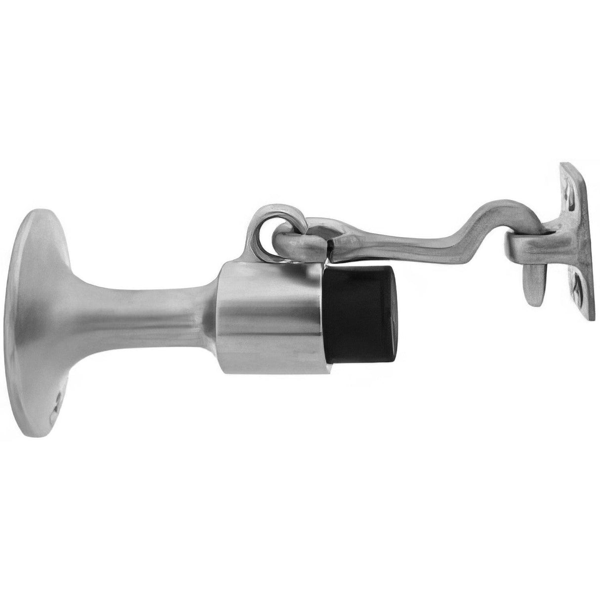 Ives WS44526D WS445 Cast Brass or Aluminum Wall Door Stop with Manual Hold-Open Hook 5 3/4" Engaged Projection Satin Chrome
