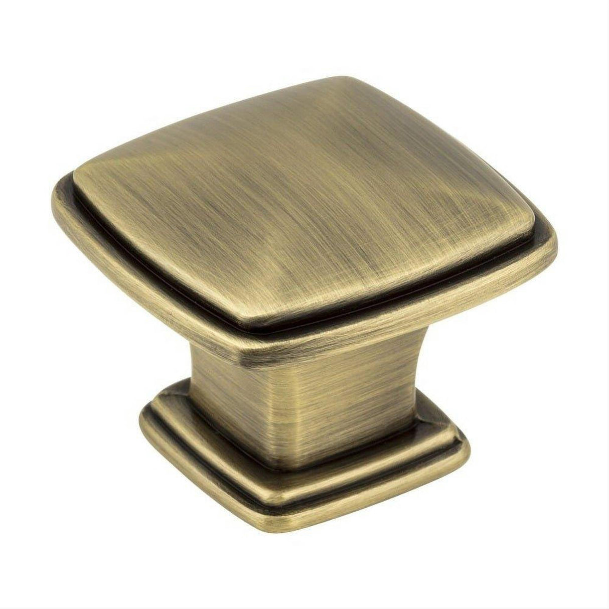 Jeffrey Alexander 1091AB 1091 Milan 1 1-3/16" Zinc Plain Square Cabinet Knob Brushed Antique Brass