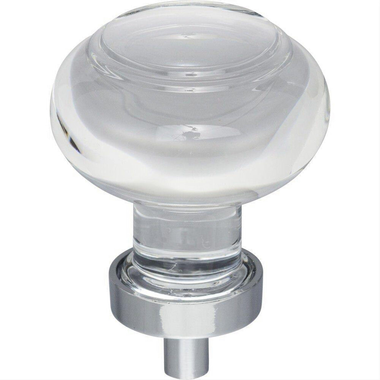 Jeffrey Alexander G120PC G120 Harlow 1-7/16" Zinc Small Button Glass Cabinet Knob Polished Chrome