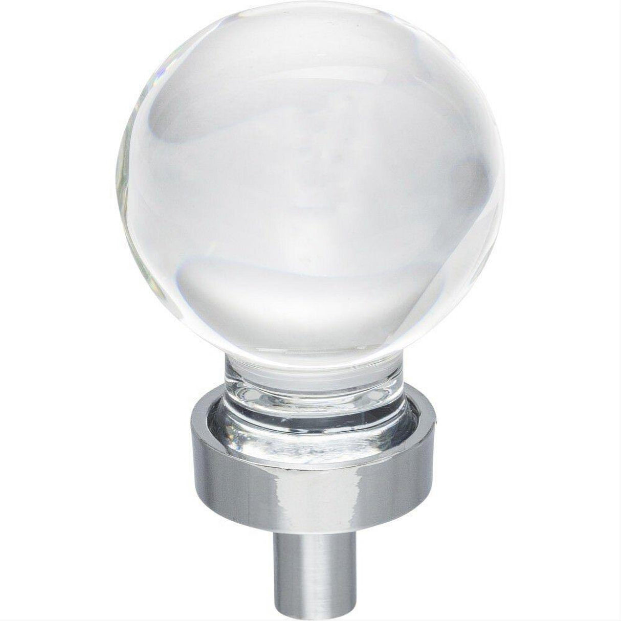 Jeffrey Alexander G130PC G130 Harlow 1-1/16" Zinc Small Sphere Glass Cabinet Knob Polished Chrome