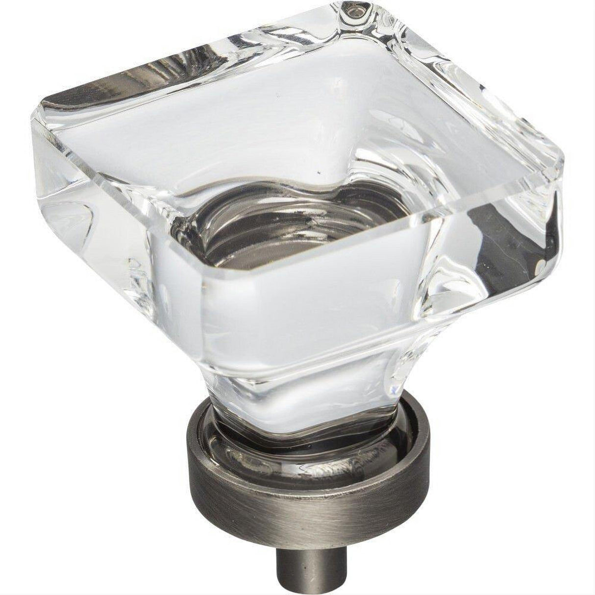 Jeffrey Alexander G140L-BNBDL Harlow 1-3/8" Zinc Large Square Glass Cabinet Knob Brushed Pewter