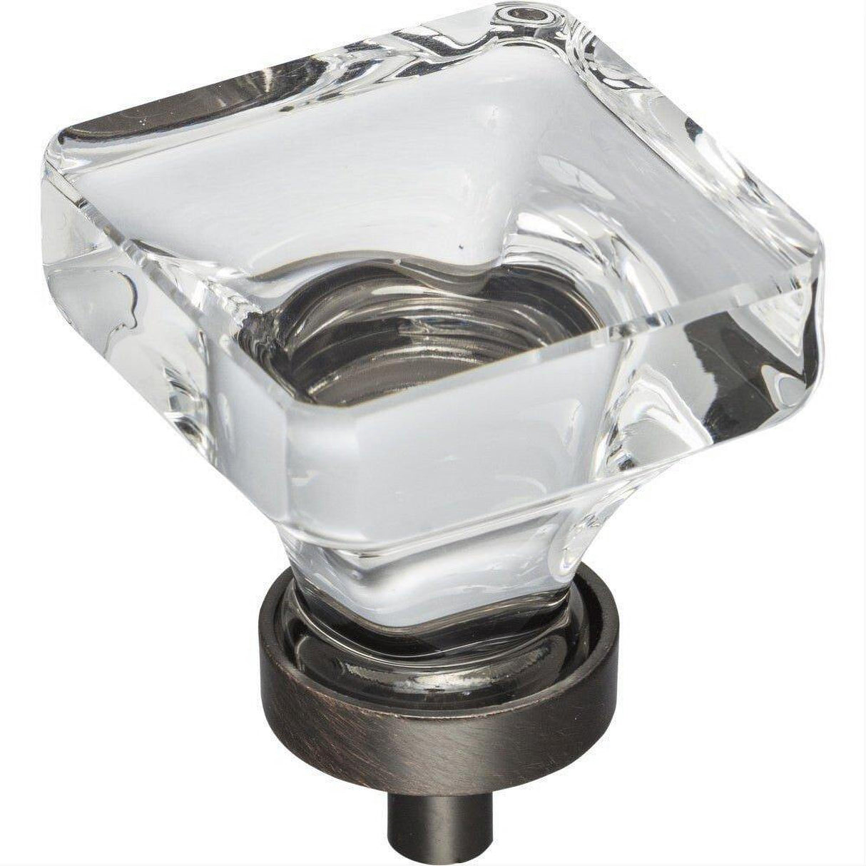Jeffrey Alexander G140L-DBAC Harlow 1-3/8" Zinc Large Square Glass Cabinet Knob Brushed Oil Rubbed Bronze