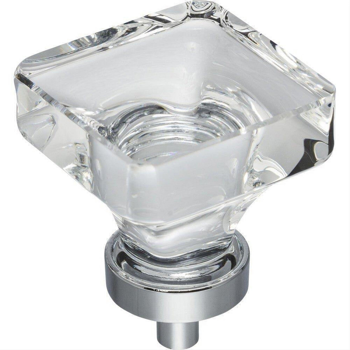 Jeffrey Alexander G140L-PC Harlow 1-3/8" Zinc Large Square Glass Cabinet Knob Polished Chrome