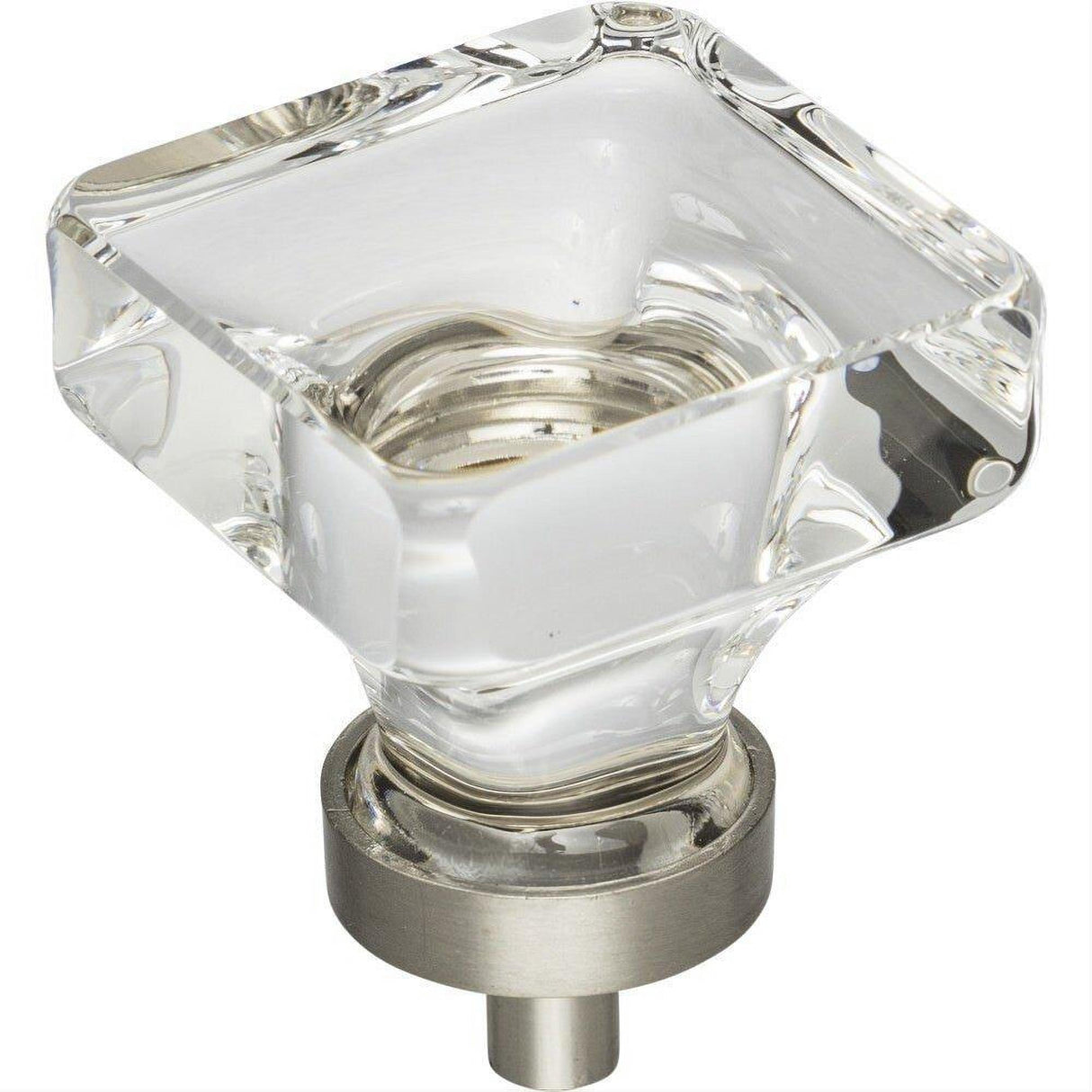 Jeffrey Alexander G140L-SN Harlow 1-3/8" Zinc Large Square Glass Cabinet Knob Satin Nickel