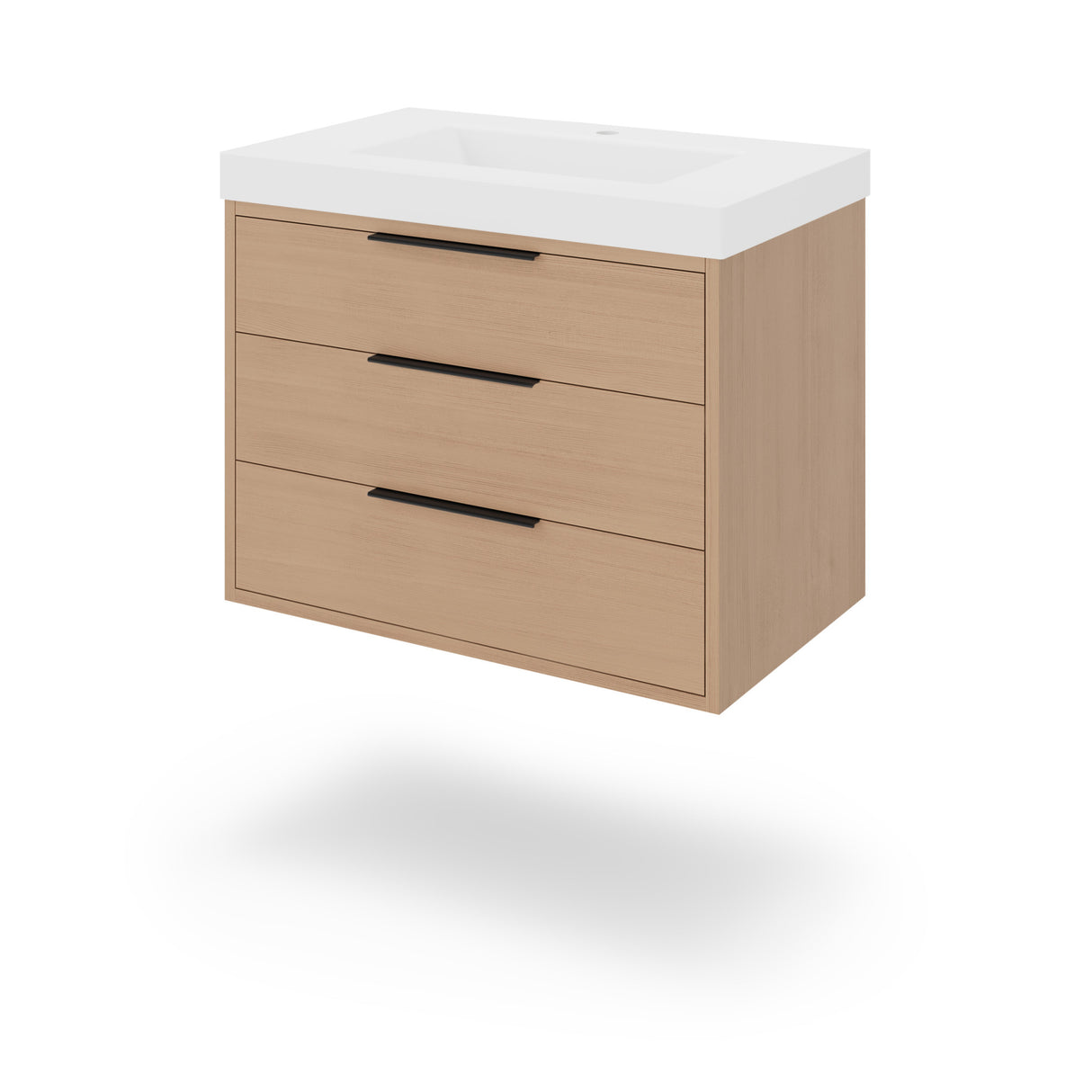 Jeffrey Alexander Gardner 31" Natural Oak Single Sink Bathroom Vanity with White Resin Top - Single-Hole Faucet Top - VKGAR30NORE