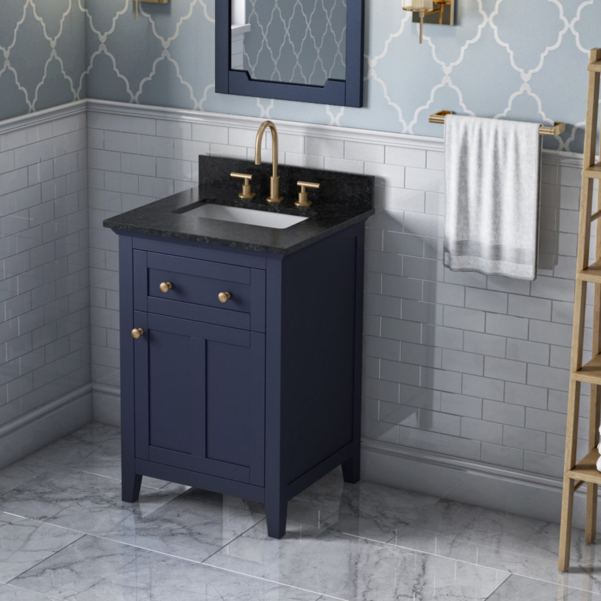 Jeffrey Alexander Chatham 24" Hale Blue Single Sink Bathroom Vanity with Black Granite Top - 8 in. Widespread Faucet Top product image 2