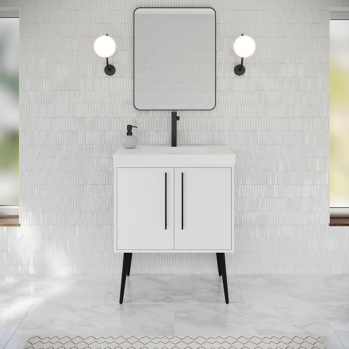 Jeffrey Alexander Tempest 30" White Single Sink Bathroom Vanity with White Resin Top - Single-Hole Faucet Top - VKTEM30WHPRE product image 2