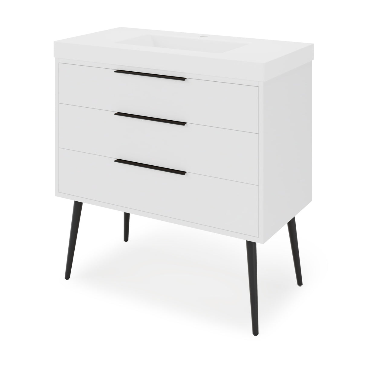 Jeffrey Alexander Gardner 37" White Single Sink Bathroom Vanity with White Resin Top - Single-Hole Faucet Top - VKGAR36WHPRE
