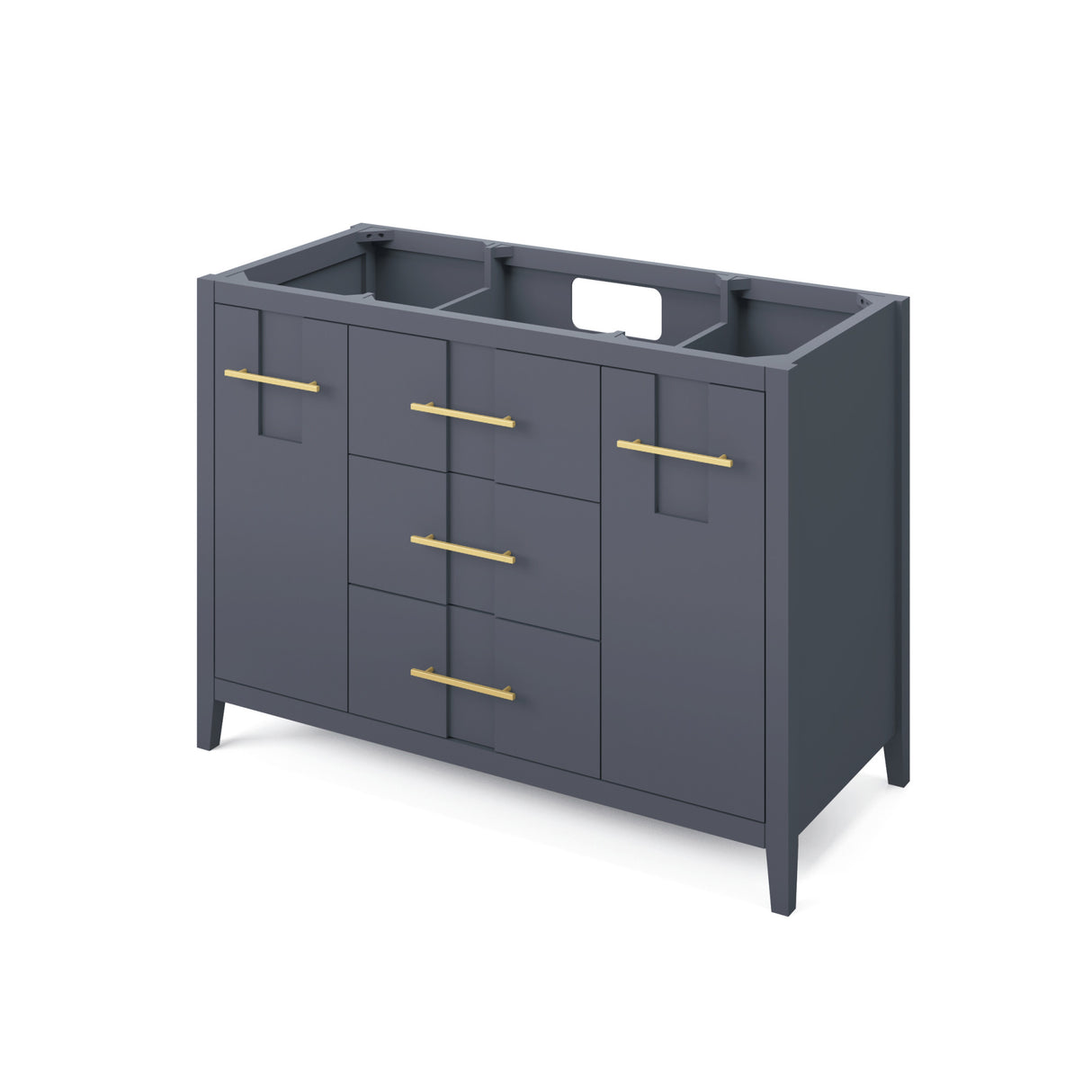 Jeffrey Alexander Katara 48" Blue Steel Single Sink Bathroom Vanity with White Quartz Top - 8 in. Widespread Faucet Top product image 2