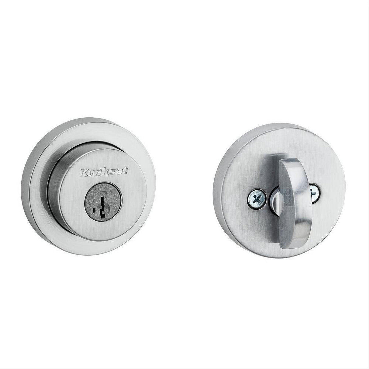 Kwikset 158RDT-26DS.STRKP Milan Round Rose Single Cylinder Deadbolt SmartKey Satin Chrome