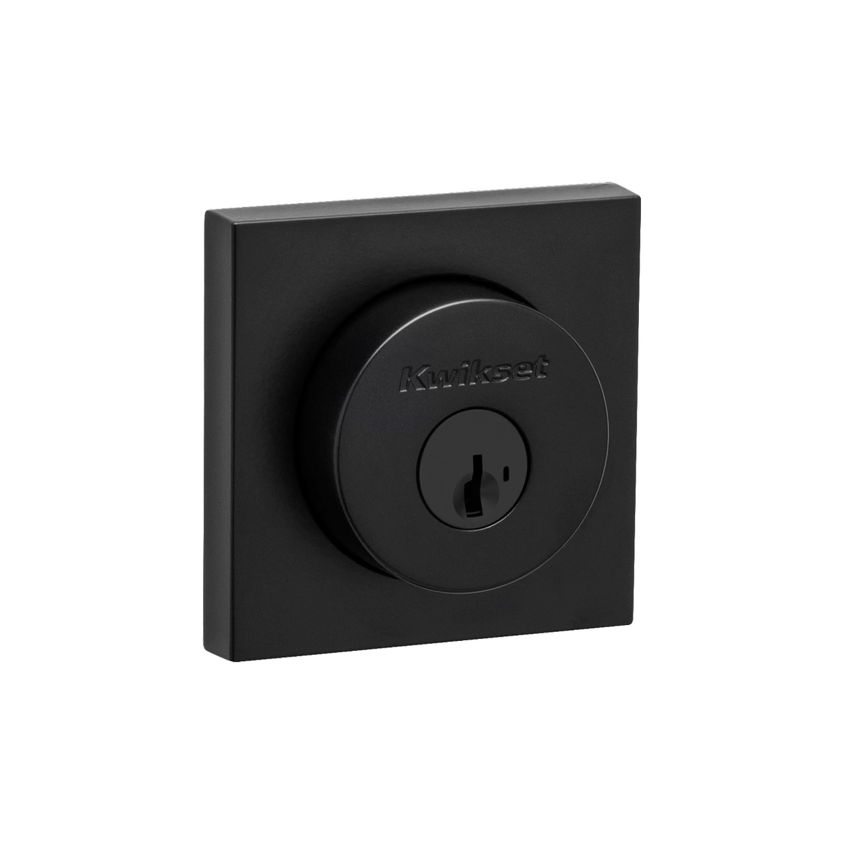 Kwikset 158SQT-514X26S.STRKP Halifax Square Rose Single Cylinder Deadbolt SmartKey Matte Black / Bright Chrome
