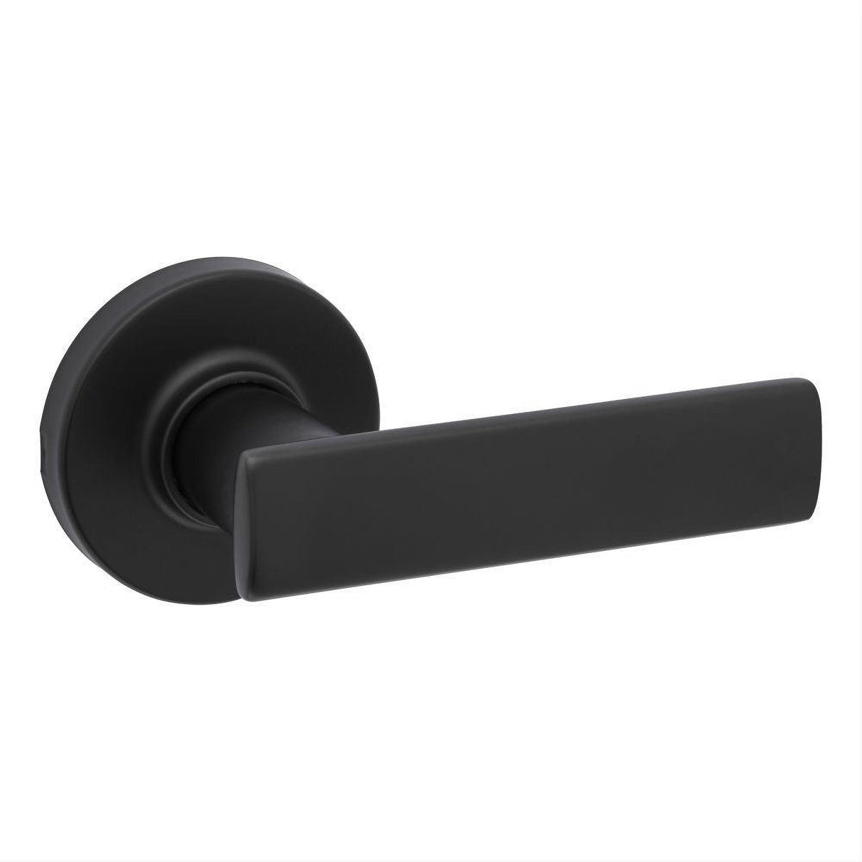 Kwikset 200BRNLRDT-514 Breton Lever with Round Rose Passage Door Lock and RCS Strike Matte Black