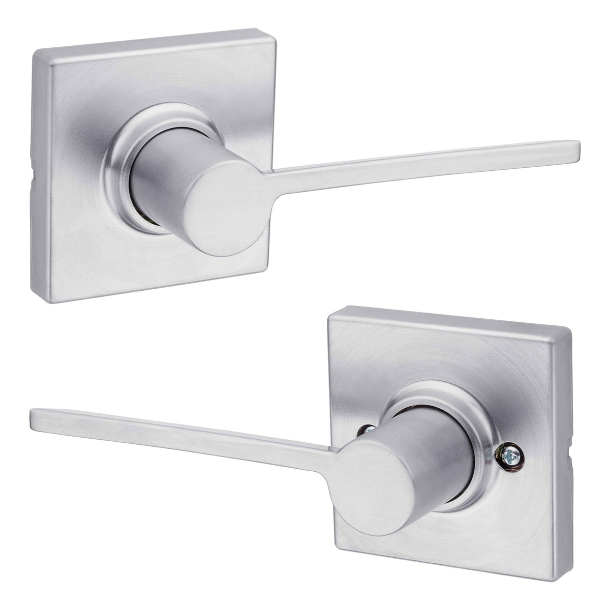 Kwikset 200LRLSQT-26D Ladera Lever with Square Rose Passage Door Lock and 6AL Latch and RCS Strike - Satin Chrome