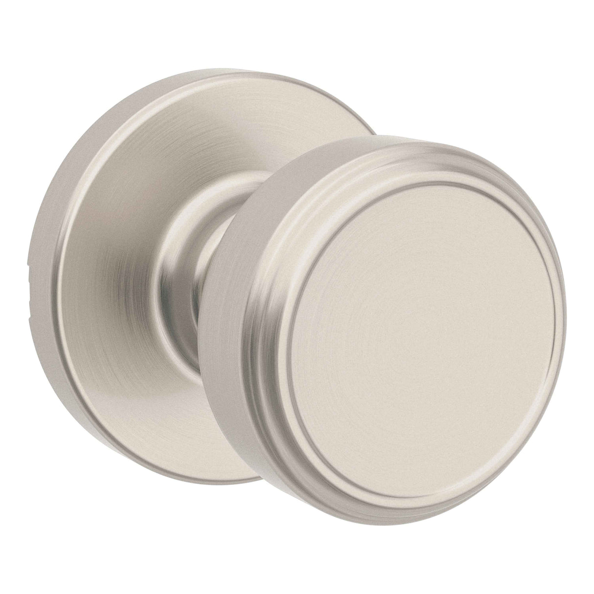 Kwikset 200MNKRDT-15 Maven Knob Round Rose Passage Door Lock and RCS Strike Satin Nickel