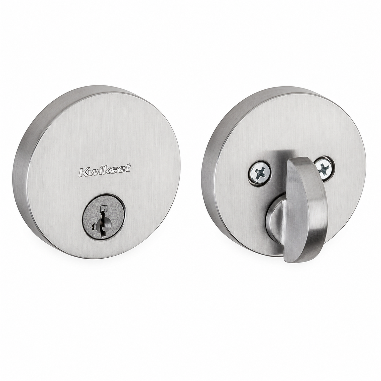 Kwikset 258RDT-26DS.STRKP Uptown Round Contemporary Low Profile Single Cylinder SmartKey Deadbolt Satin Chrome