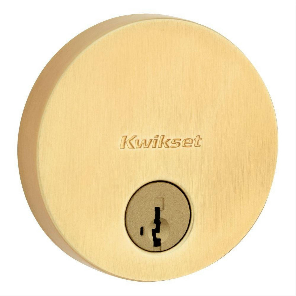 Kwikset 258RDT-4S.STRKP Uptown Round Contemporary Low Profile Single Cylinder SmartKey Deadbolt Satin Brass